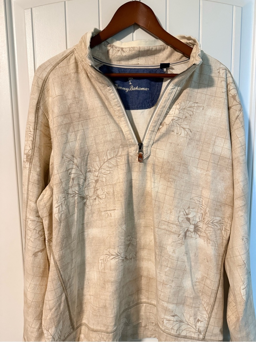 Men’s Tommy Bahama Light Cream Quarter-Zip Shirt Sz XL Pullover